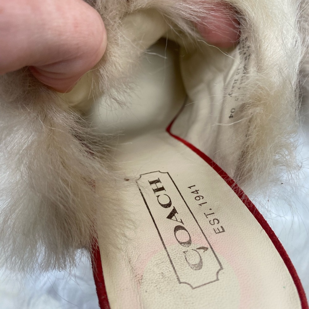 {EUC} Coach Kristy Suede And Faux Fur Mules Heels Shoes Italy 8.5 - Picture 9 of 11